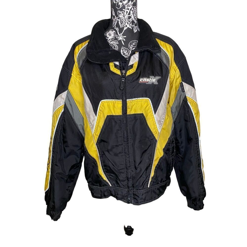 Castle X Platform Snowmobile Jacket Black Yellow Reflective Mens Small Winter